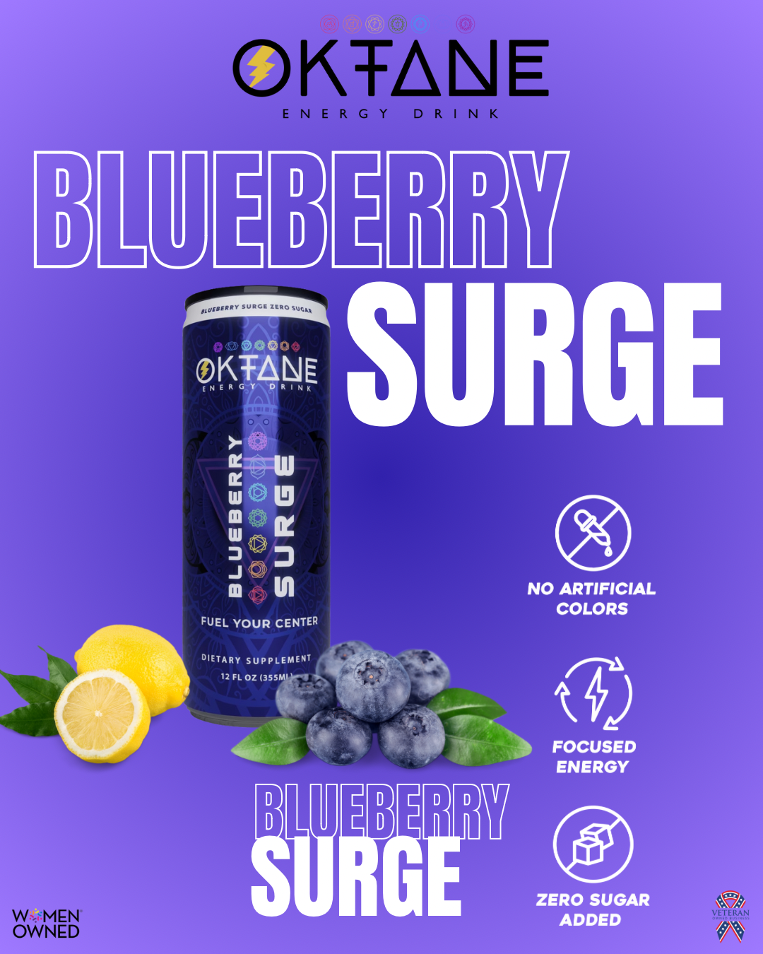 Blueberry -Lemonade, Sugar-Free Natural Energy Drink, Monk Fruit-Sweetened, Zero Calories, Clean Energy with 100mg Caffeine, Vegan, No Artificial Colors (6-Pack)