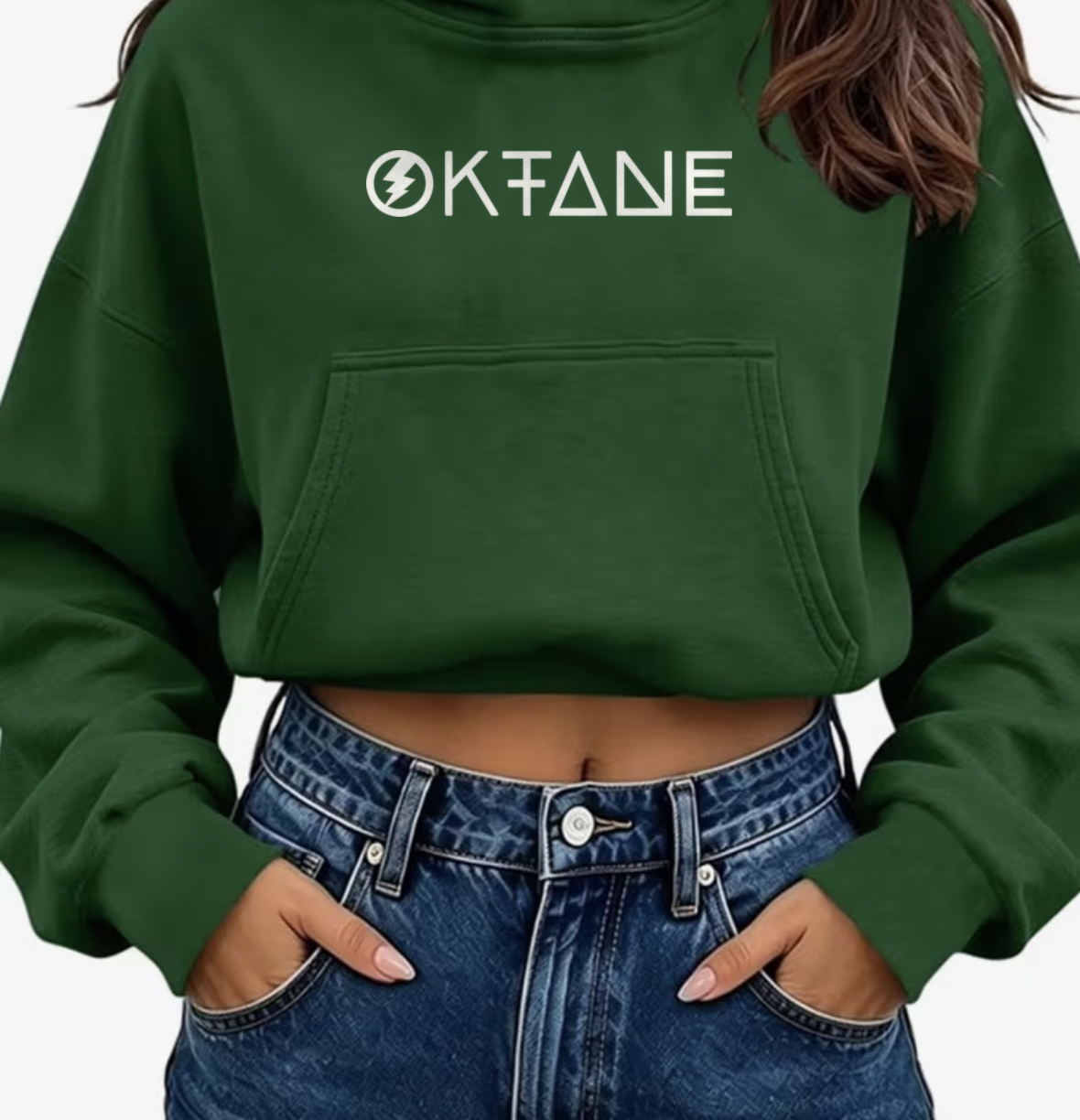 Oktane Gear — Classic Pullover Hoodie Crop  Top | Cotton-Poly Blend |