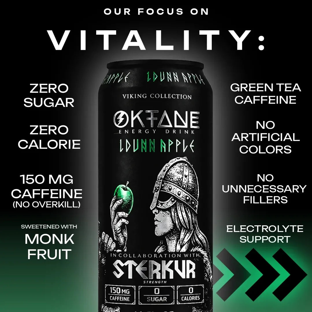 IDunn Apple, Sugar-Free Natural Energy Drink, Monk Fruit-Sweetened, Zero Calories, with 150mg Caffeine (12-Pack)
