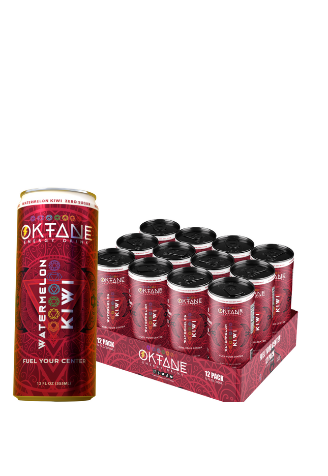 Watermelon Kiwi – Clean Energy Drink, Monk Fruit Sweetened, Zero Calories, Natural Caffeine (100mg), B Vitamins – Vegan & Sugar-Free (12pack