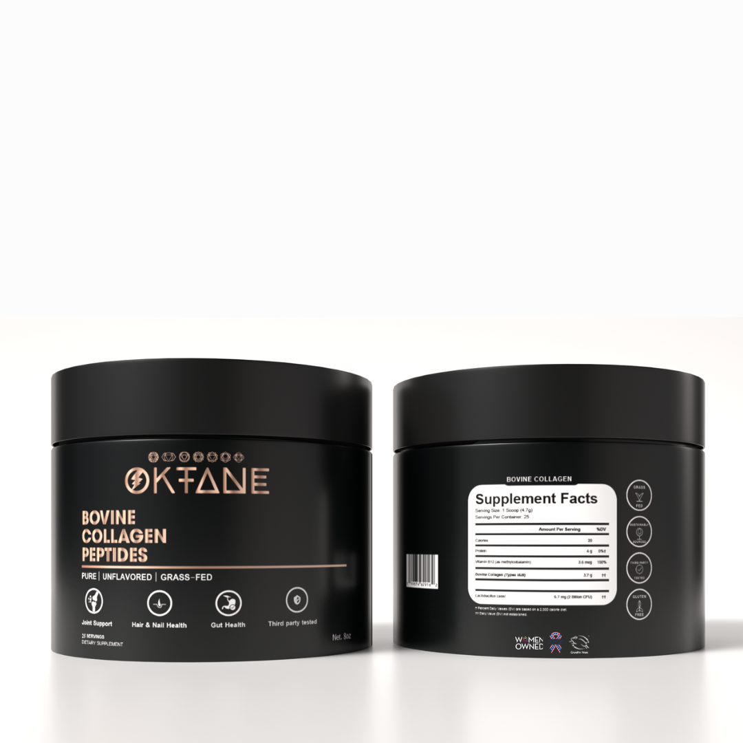 Oktane Bovine Collagen Peptides | Grass-Fed  -Unflavored-8oz /25 Servings