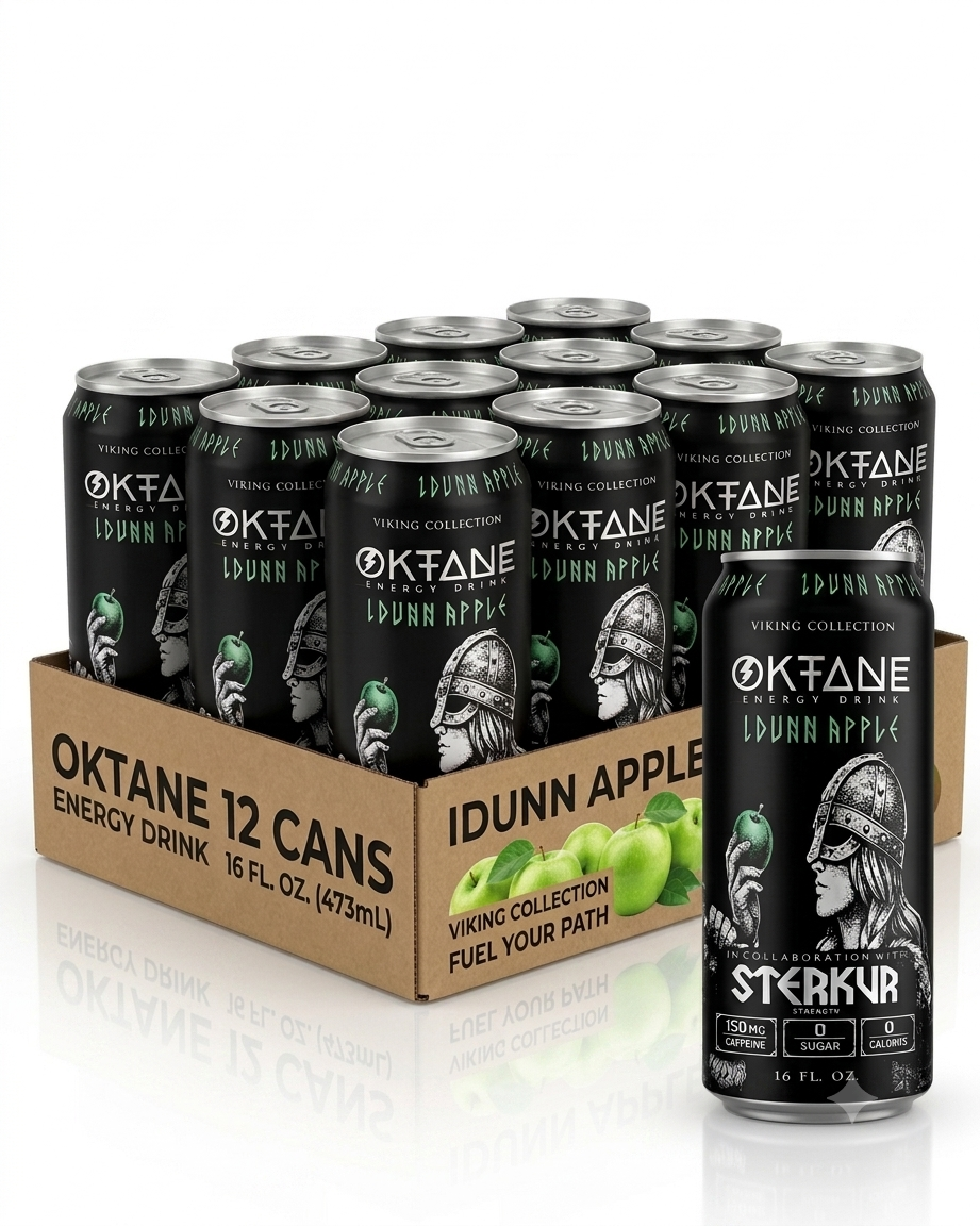 IDunn Apple, Sugar-Free Natural Energy Drink, Monk Fruit-Sweetened, Zero Calories, with 150mg Caffeine (12-Pack)
