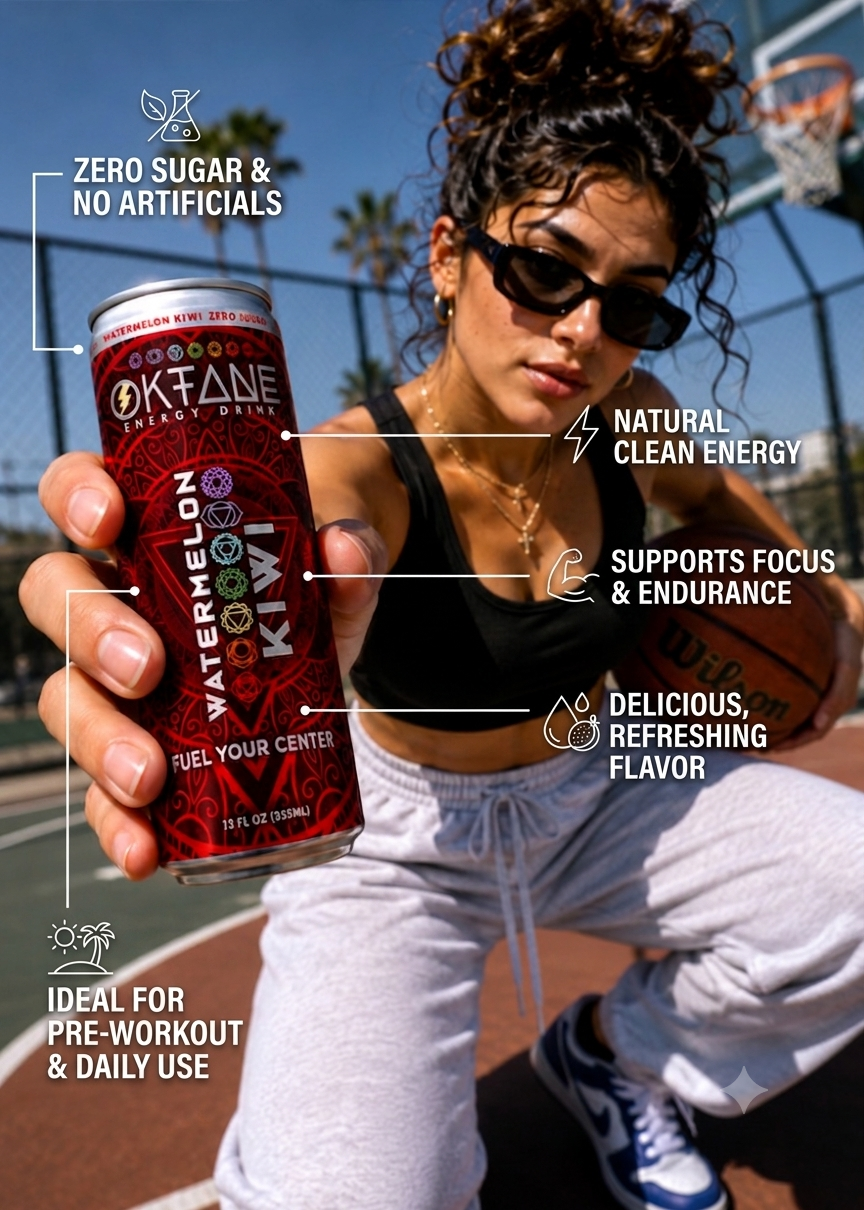 Watermelon Kiwi – Clean Energy Drink, Monk Fruit Sweetened, Zero Calories, Natural Caffeine (100mg), B Vitamins – Vegan & Sugar-Free (12pack