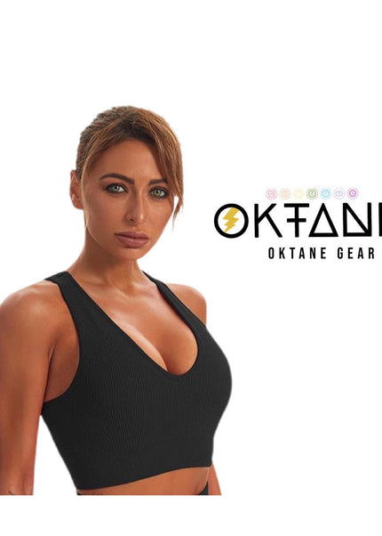 Oktane Gear Sport Bra Seamless Yoga Crop Top Workout Bra